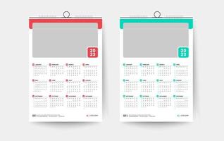 2023 one page wall calendar design template vector