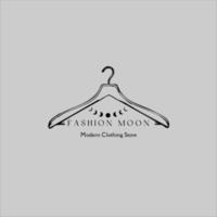 Creative fashion logo design. Vector sign with moon and hanger symbol.