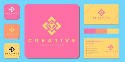 Vector modern creative with business card template.