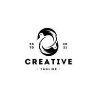 creativa marca deportiva moderna y elegante, fuente de logotipo de fuente inicial en blanco y negro, ilustración vectorial vector