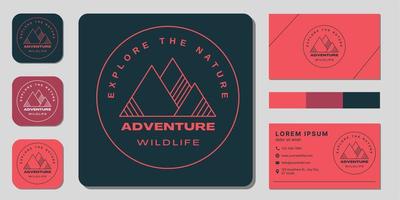 mountain line logo and business card design vector
