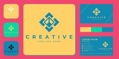 Vector modern creative with business card template.