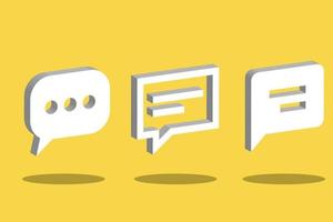 Set of 3D speech bubble icons, isolated on yellow background. 3D Chat icon set. vector