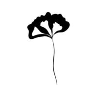 Illustration of a flower, silhouette of a twig with flowers and leaves. Vector illustration. Floral print