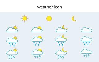 WEATHER LINE ICON SET COLOR vector