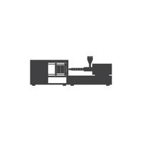 Vector diagram of an electric or hydraulic injection molding machine for plastic and polymer processing.