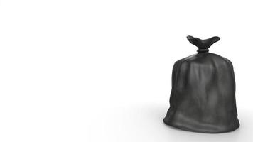 Black trash bag isolated on white photo