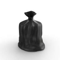 Black trash bag isolated on white photo