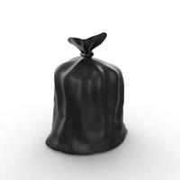 Black trash bag isolated on white photo