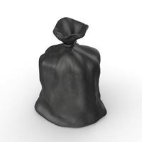 Black trash bag isolated on white photo