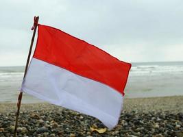 ondeando la bandera de indonesia foto