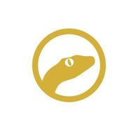 Template logo head snake on the circle gold color vector