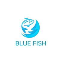 Illustration vector graphic of blue fish with water wave perfect for logo template aquatic concept