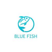 gráfico vectorial de ilustración del logotipo de plantilla pez azul con círculo vector