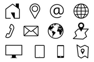 Business contact icon set. Group of Communication symbols for web and mobile app. Outline style Vector illustration