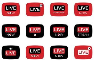 Collection of Live streaming symbol for web and app. Live stream icon set. Flat vector illustration