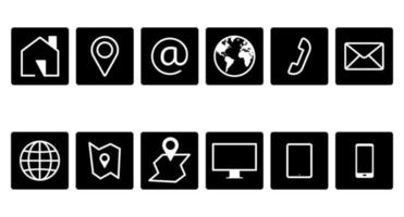 Business contact icon set. Group of Communication symbols for web and mobile app. Outline style Vector illustration