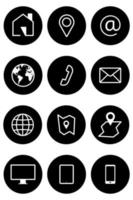 Business contact icon set. Group of Communication symbols for web and mobile app. Round button style Vector illustration