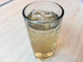 a glass of fresh cold ocha drink photo
