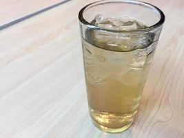 a glass of fresh cold ocha drink photo