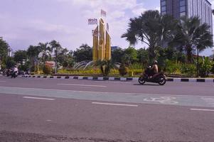 Surabaya, Indonesia, 2022 - monumen bambu runcing The pointed bamboo monument  building is located at the intersection of the Surabaya city highway. photo