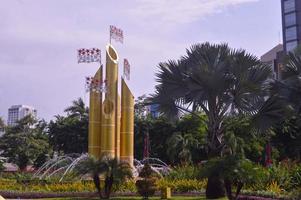 Surabaya, Indonesia, 2022 - monumen bambu runcing The pointed bamboo monument  building is located at the intersection of the Surabaya city highway. photo