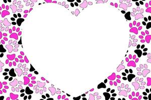 Cat paws to hart love background. Animal paws, dog paws and cat paws make sweet hart wallpaper. photo