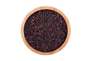 Rice berry, Brown rice in wood bowl photo