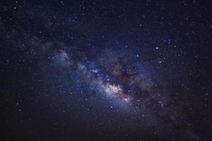 milky way galaxy on a night sky, Long exposure photograph, with grain. photo