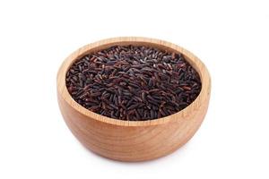 Rice berry, Brown rice in wood bowl photo