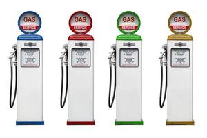 Retro gas pump isolated on white background photo