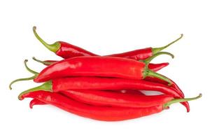 red chili or chilli cayenne pepper isolated on white background photo