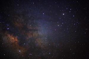 Milky Way galaxy, Long exposure photograph, with grain. photo