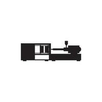 Vector diagram of an electric or hydraulic injection molding machine for plastic and polymer processing.