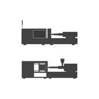 Vector diagram of an electric or hydraulic injection molding machine for plastic and polymer processing.