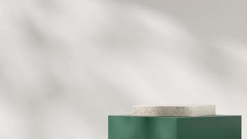 minimal 3d rendering template of terrazzo and green podium in landscape with white background photo
