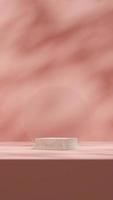 3d render template mockup of terrazzo podium in portrait with frost glass circle and pink sun shade photo
