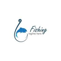 Fishing Logo, Fish And Hook Logo Template vector