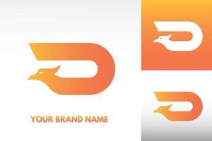 logotipo letra d águila pájaro garuda monograma inicial diseño vectorial en gradiente y variación de color monocromática perfecto para la identidad del símbolo comercial de la marca foto