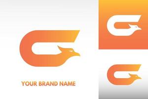 logotipo letra c águila pájaro garuda monograma inicial diseño vectorial en gradiente y variación de color monocromática perfecto para la identidad del símbolo comercial de la marca foto