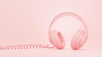 Render 3d de auriculares rosa sobre fondo rosa foto