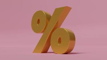 Large percent sign, in 3d space, on pink background with slight shadow. 3D Rendering. photo