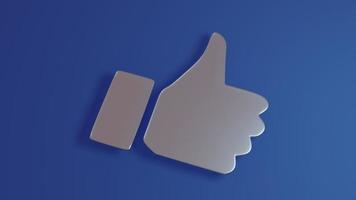 Sign of approval, thumbs up on blue background. photo