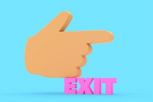 Index finger points to exit. Sign EXIT. 3D render. photo