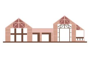 mansión de madera en construcción vector