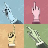 four fingers points drawn vector