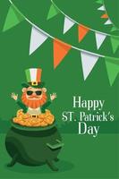 saint patricks leprechaun in treasure vector