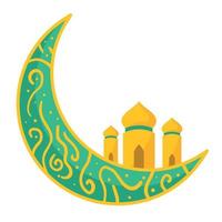 mosque in green moon vector