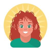 redhead prophile smiling character vector