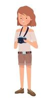 tourist woman with camera vector